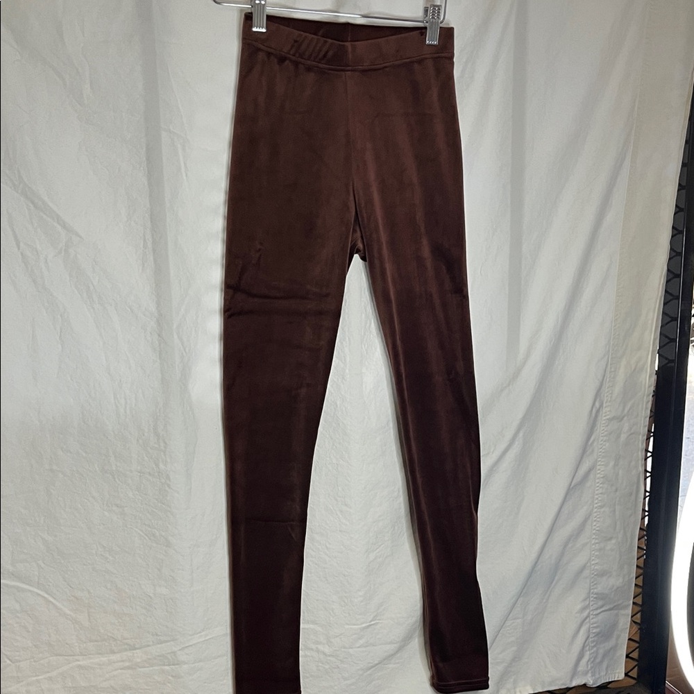 😻5for$15😻 Conceited Brown Velvet Leggings S
